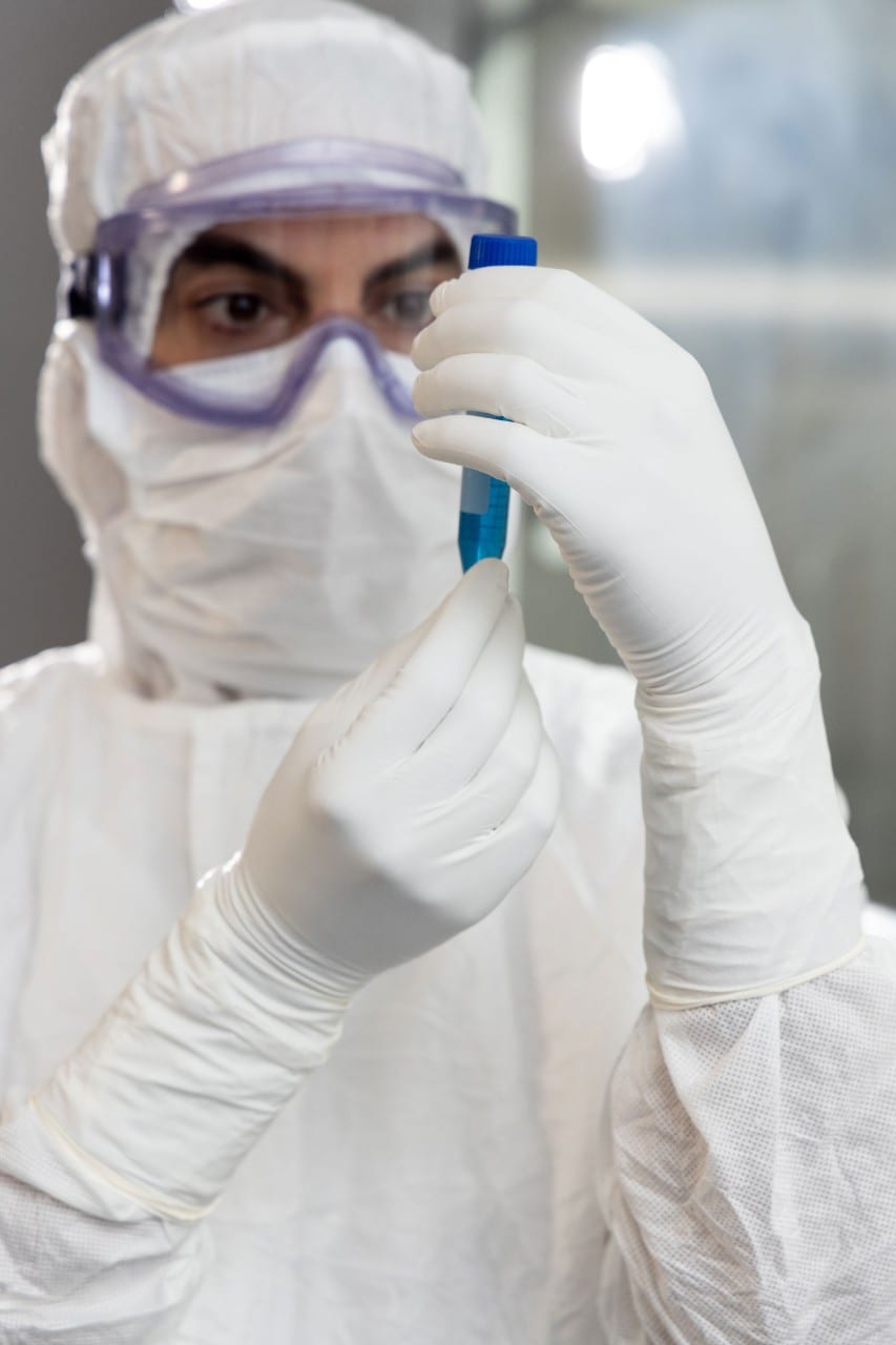 Scientist analyzing a sample